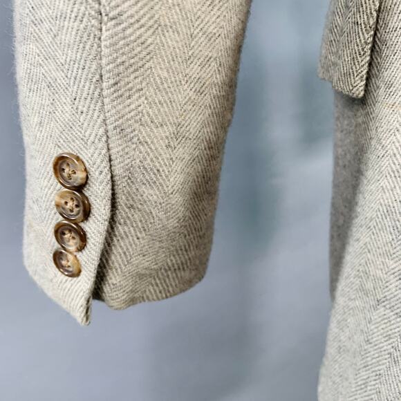 RALPH LAUREN Size 38 Regular Grey Light Grey Herringbone Camel Hair Sport Coat - Picture 5 of 10
